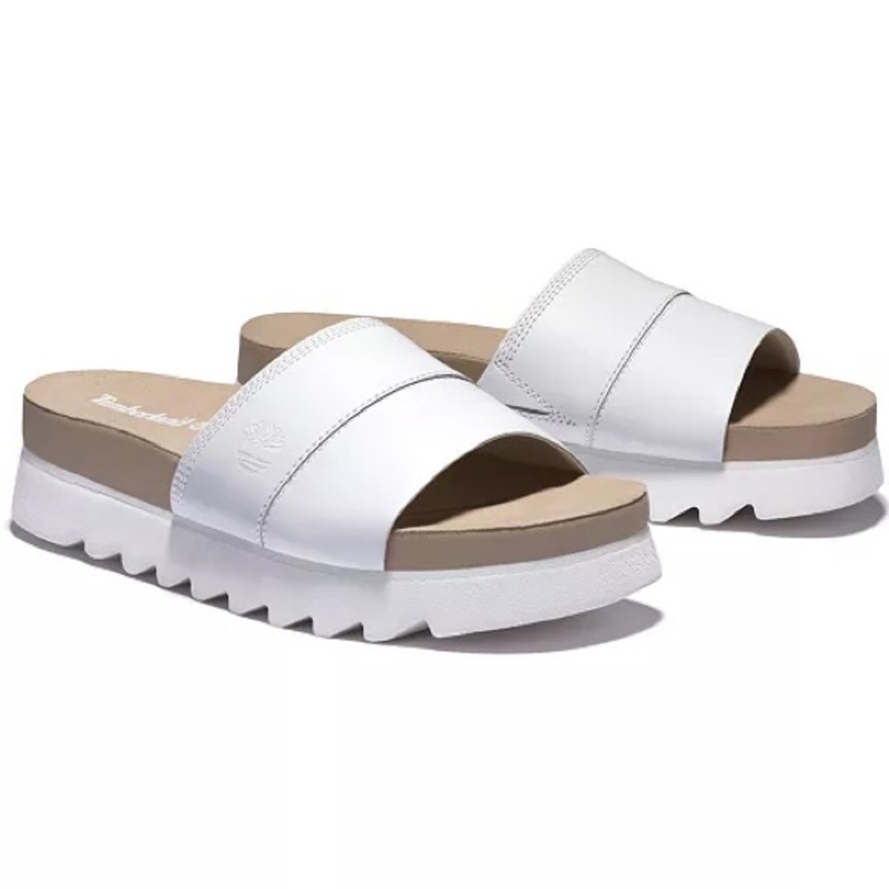 Timberland Santa Monica Sunrise slide sandals in white leather